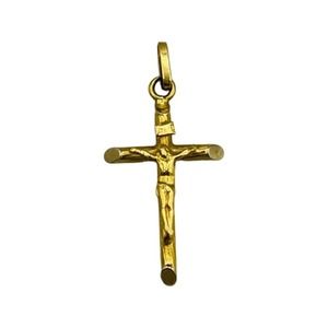 Vintage 18k Yellow Gold Italy Jesus Classic Cross Pendant